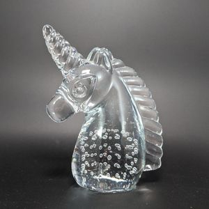 Unicorn Paperweight Art Glass Controlled Bubbles